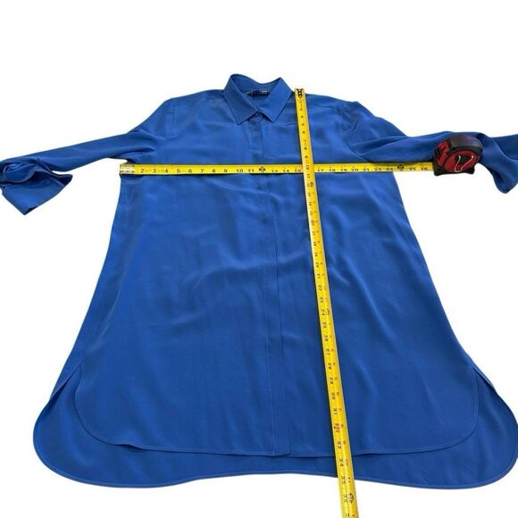 Max Mara Womens Silk Tunic Top Blouse Womens Blue Button Down Shirt *Size XL - Picture 13 of 13